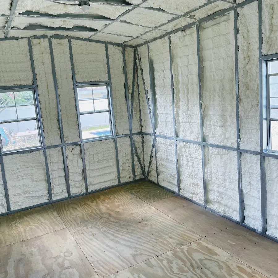Closed-cell spray foam insulation applied to wall cavities in a residential project in Upper St. Clair